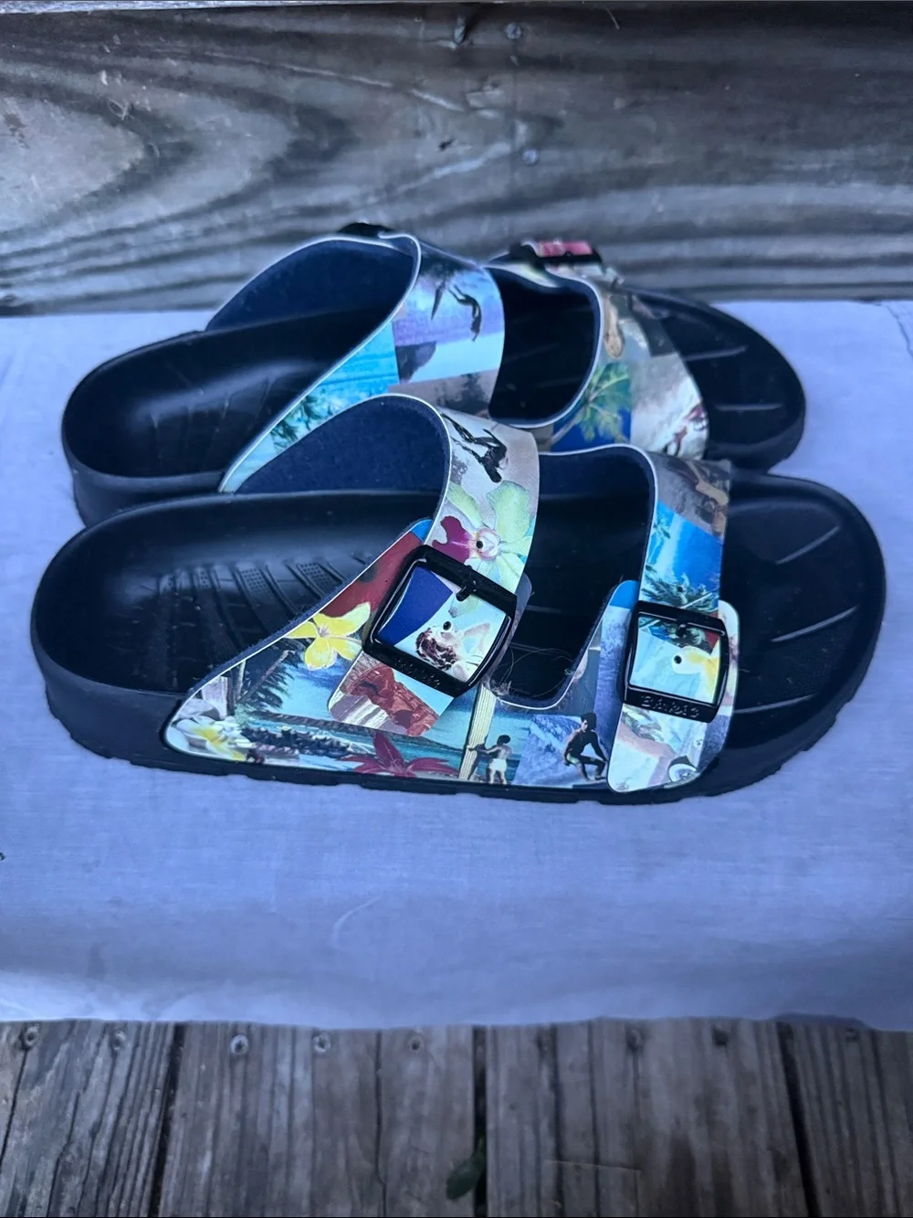Birkenstock Multicolor Tropical Print Double-Strap Slide Sandals